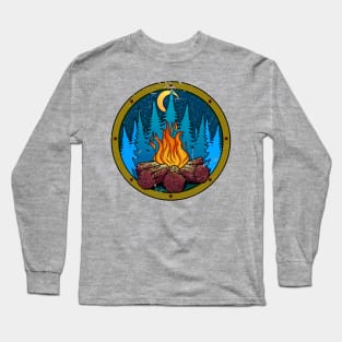 Camping badge with distressed effect Long Sleeve T-Shirt